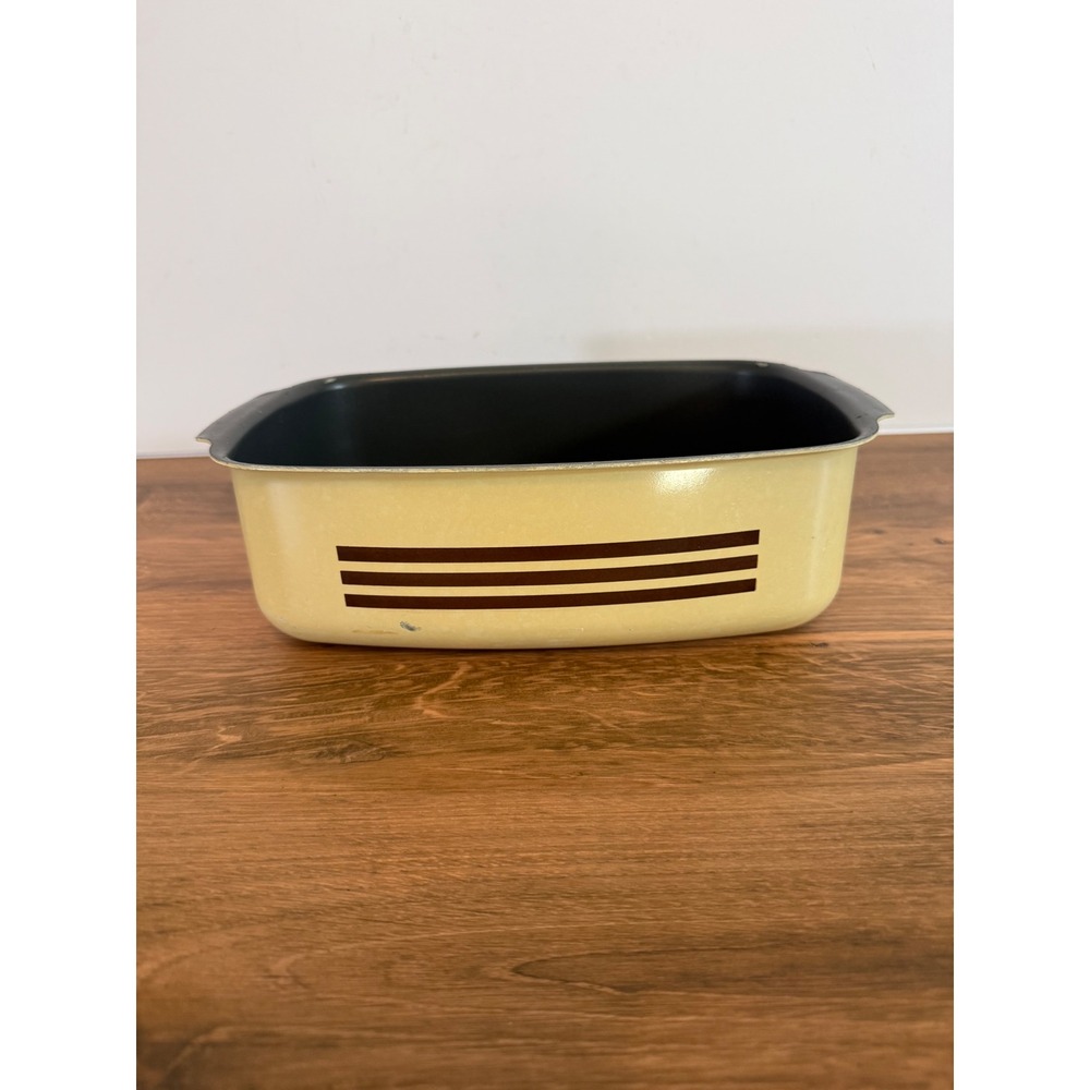 West Bend Slo Cooker 84114 Replacement Pan 4 Qt Tan Cream Brown Stripes Vintage
